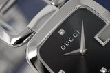 Gucci G Gucci Diamonds Black Dial Silver Steel Strap Watch For Women - YA125406 Buy Now By Gucci