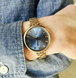 Marc Jacobs Sally Blue Dial Gold Steel Strap Watch for Women - MBM3366 Buy Now By Marc Jacobs