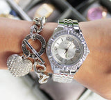 Guess Water Pro Diamonds Silver Dial Silver Steel Strap Watch For Women - G75511M Buy Now By Guess