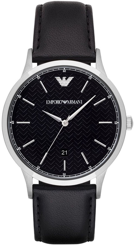 Emporio Armani Renato Analog Black Dial Black Leather Strap Watch For Men - AR8035 Buy Now By Emporio Armani