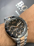 Hugo Boss Here Chronograph Black Dial Two Tone Steel Strap Watch for Men - 1513757 Buy Now By Hugo Boss
