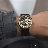 Guess Gadget Gold Dial Black Leather Strap Watch for Men - GW0570G1 Buy Now By Guess