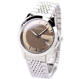 Gucci G Timeless Brown Dial Silver Steel Strap Watch For Men - YA126406 Buy Now By Gucci