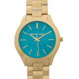 Michael Kors Slim Runway Blue Mother of Pearl Dial Gold Steel Strap Watch for Women - MK3492 Buy Now By Michael Kors