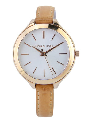 Michael Kors Runway Slim Quartz White Dial Beige Leather Strap Watch For Women - MK2284 Buy Now By Michael Kors