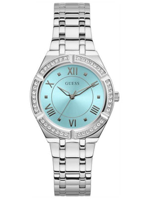 Guess Cosmo Diamonds Turquoise Dial Silver Steel Strap Watch for Women - GW0033L7 Buy Now By Guess