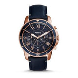 Fossil Grant Sport Chronograph Blue Dial Blue Leather Strap Watch for Men - FS5237 Buy Now By Fossil