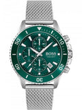 Hugo Boss Admiral Green Dial Silver Mesh Bracelet Watch for Men - 1513905 Buy Now By Hugo Boss