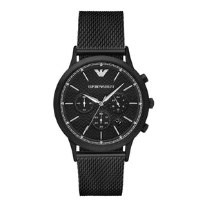 Emporio Armani Renato Chronograph Black Dial Black Mesh Bracelet Watch For Men - AR2498 Buy Now By Emporio Armani