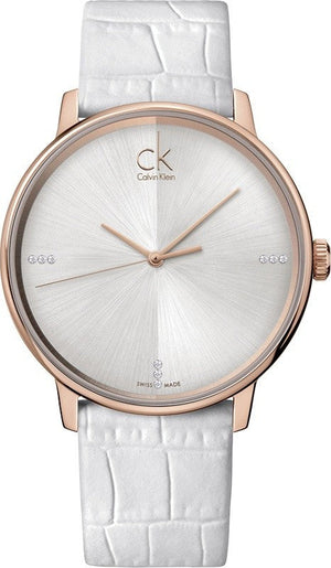 Calvin Klein Accent White Dial White Leather Strap Watch for Men - K2Y2X6KW Buy Now By Calvin Klein