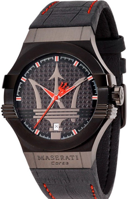 Maserati Potenza 3H STR Black Dial 42mm Leather Strap Watch For Men - R8851108010 Buy Now By Maserati