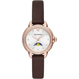Emporio Armani Mia Moonphase Silver Dial Brown Leather Strap Watch For Women - AR11568 Buy Now By Emporio Armani