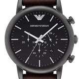 Emporio Armani Dress Chronograph Black Dial Black Leather Strap Watch For Men - AR1918 Buy Now By Emporio Armani