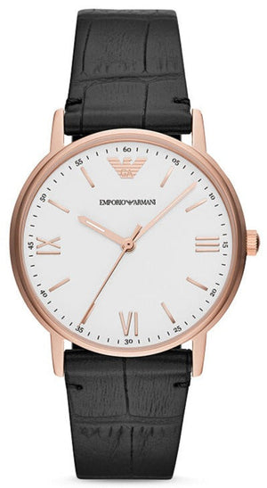 Emporio Armani Kappa Quartz White Dial Black Leather Strap Watch For Men - AR80015 Buy Now By Emporio Armani