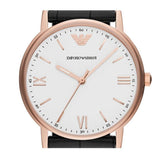 Emporio Armani Kappa Quartz White Dial Black Leather Strap Watch For Men - AR80015 Buy Now By Emporio Armani