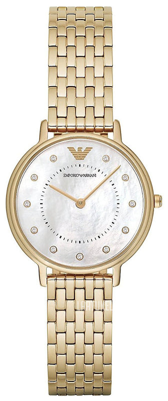 Emporio Armani Dress Analog Mother of Pearl Dial Gold Steel Strap Watch For Women - AR11007 Buy Now By Emporio Armani