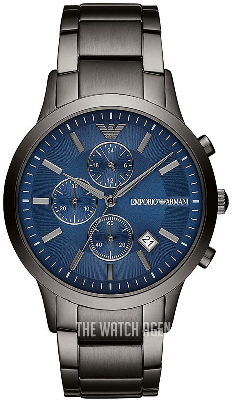 Emporio Armani Renato Chronograph Quartz Blue Dial Black Steel Strap Watch For Men - AR11215 Buy Now By Emporio Armani