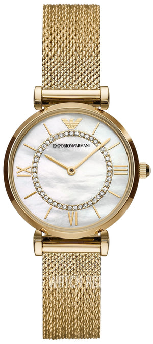 Emporio Armani Gianni T Bar Mother of Pearl Dial Gold Mesh Bracelet Watch For Women - AR11321 Buy Now By Emporio Armani