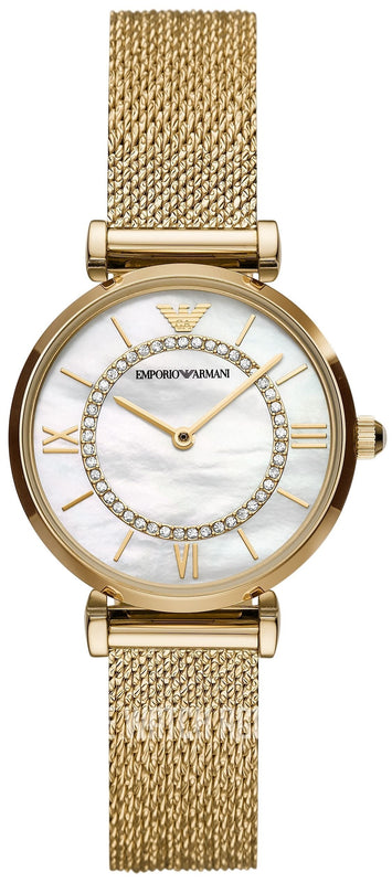 Emporio Armani Gianni T Bar Mother of Pearl Dial Gold Mesh Bracelet Watch For Women - AR11321 Buy Now By Emporio Armani