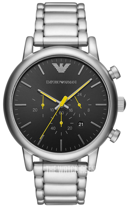 Emporio Armani Luigi Chronograph Black Dial Silver Steel Strap Watch For Men - AR11324 Buy Now By Emporio Armani