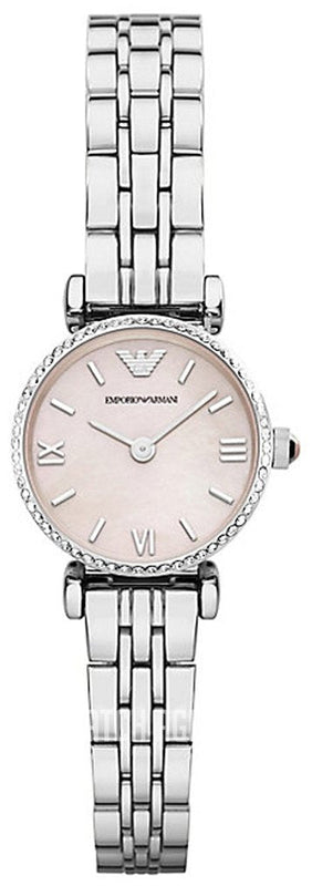 Emporio Armani Classic Gianni T Bar Crystals Pink Dial Silver Steel Strap Watch For Women - AR1781 Buy Now By Emporio Armani