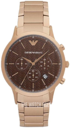 Emporio Armani Renato Chronograph Brown Dial Rose Gold Steel Strap Watch For Men - AR2504 Buy Now By Emporio Armani