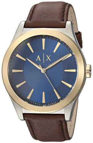 Armani Exchange Nico Quartz Blue Dial Brown Leather Strap Watch For Men - AX2334 Buy Now By Armani Exchange