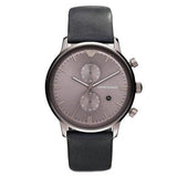 Emporio Armani Classic Grey Dial Grey Leather Strap Watch For Men - AR0388 Buy Now By Emporio Armani