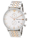 Emporio Armani Chronograph White Dial Two Tone Steel Strap Watch For Men - AR0399 Buy Now By Emporio Armani
