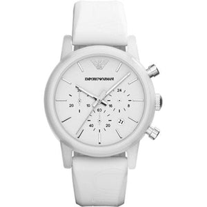 Emporio Armani Classic Chronograph White Dial White Rubber Strap Watch For Men - AR1054 Buy Now By Emporio Armani