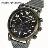 Emporio Armani Luigi Quartz Chronograph Black Dial Green Mesh Bracelet Watch For Men - AR11115 Buy Now By Emporio Armani