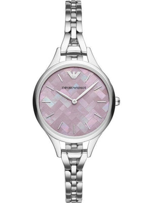 Emporio Armani Aurora Mother Of Pearl Purple Dial Silver Steel Strap Watch For Women - AR11122 Buy Now By Emporio Armani