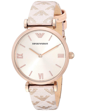 Emporio Armani Gianni T Bar Analog Silver Dial Beige Leather Strap Watch For Women - AR11127 Buy Now By Emporio Armani