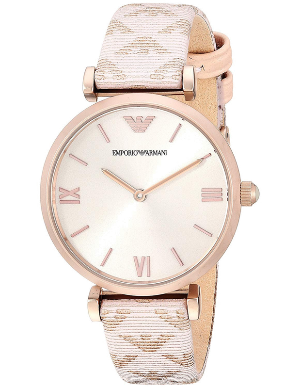 Emporio Armani Gianni T Bar Analog Silver Dial Beige Leather Strap Watch For Women - AR11127 Buy Now By Emporio Armani