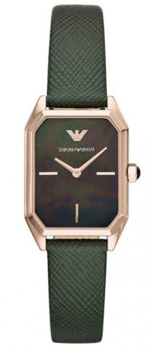 Emporio Armani Gioia Analog Black Mother of Pearl Dial Green Leather Strap Watch For Women - AR11149 Buy Now By Emporio Armani