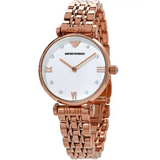 Emporio Armani Gianni T-Bar Quartz White Dial Rose Gold Steel Strap Watch For Women - AR11267 Buy Now By Emporio Armani