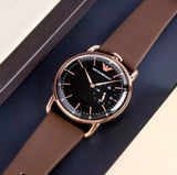 Emporio Armani Aviator Quartz Black Dial Brown Leather Strap Watch For Men - AR11337 Buy Now By Emporio Armani