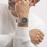 Emporio Armani Luigi Chronograph Quartz Black Dial Silver Mesh Bracelet Watch For Men - AR11429 Buy Now By Emporio Armani