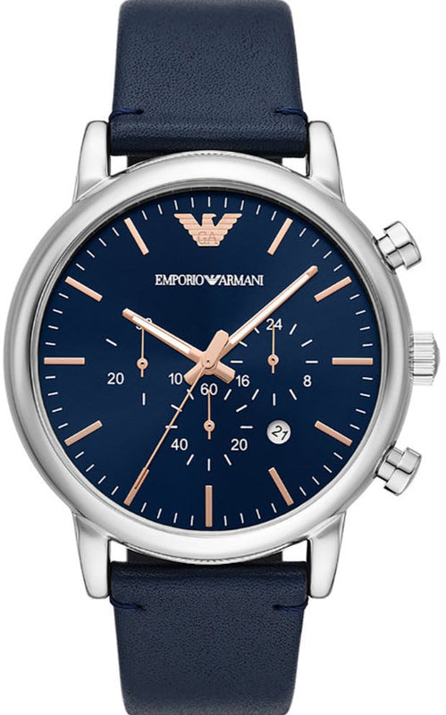 Emporio Armani Luigi Chronograph Blue Dial Blue Leather Strap Watch For Men - AR11451 Buy Now By Emporio Armani
