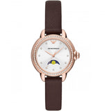 Emporio Armani Mia Moonphase Silver Dial Brown Leather Strap Watch For Women - AR11568 Buy Now By Emporio Armani