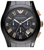 Emporio Armani Valente Ceramica Chronograph Black Dial Black Steel Strap Watch For Men - AR1410 Buy Now By Emporio Armani