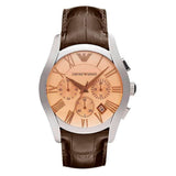 Emporio Armani Valente Chronograph Amber Dial Brown Leather Strap Watch For Men - AR1634 Buy Now By Emporio Armani