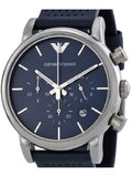 Emporio Armani Luigi Chronograph Blue Dial Black Leather Strap Watch For Men - AR1736 Buy Now By Emporio Armani