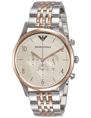 Emporio Armani Beta Chronograph Grey Dial Two Tone Steel Strap Watch For Men - AR1864 Buy Now By Emporio Armani