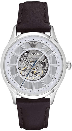 Emporio Armani Meccanico White Dial Brown Leather Strap Watch For Men - AR1946 Buy Now By Emporio Armani