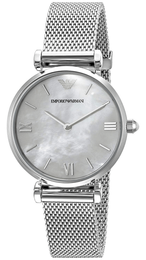 Emporio Armani Gianni T Bar Mother of Pearl Dial Silver Steel Strap Watch For Women - AR1955 Buy Now By Emporio Armani