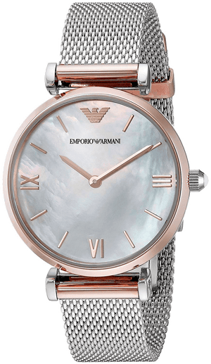 Emporio Armani Retro Mother of Pearl Dial Silver Mesh Bracelet Watch For Women - AR2067 Buy Now By Emporio Armani