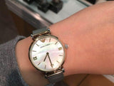 Emporio Armani Gianni T Bar Mother of Pearl Dial Silver Mesh Bracelet Watch For Women - AR2068 Buy Now By Emporio Armani