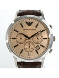 Emporio Armani Classic Chronograph Beige Dial Brown Leather Strap Watch For Men - AR2433 Buy Now By Emporio Armani