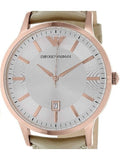 Emporio Armani Classic Quartz Silver Dial Beige Leather Strap Watch For Men - AR2464 Buy Now By Emporio Armani